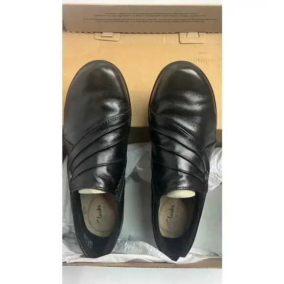 Clarks Women's Hope Roxanne Loafer, Black Leather, 8.5 M US - Picture 4 of 10